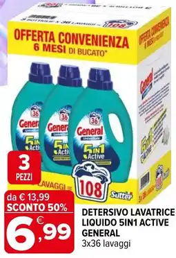 Iperal Detersivo lavatrice liquido 5in1 active GENERAL offerta