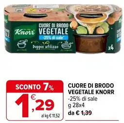 Iperal Cuore di brodo vegetale knorr -25% di sale offerta