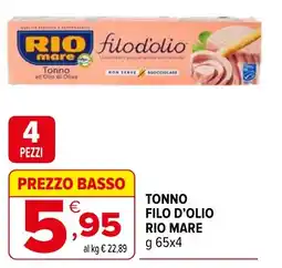 Iperal Tonno filo d'olio RIO MARE offerta