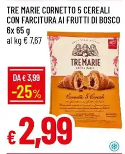 IperFamila Tre marie cornetto 5 cereali con farcitura ai frutti di bosco offerta