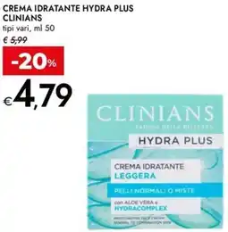 Bennet Crema idratante hydra plus CLINIANS offerta
