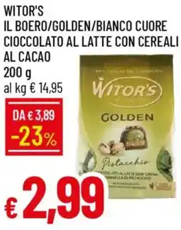 IperFamila Witor's il boero/golden/bianco cuore cioccolato al latte con cereali al cacao offerta