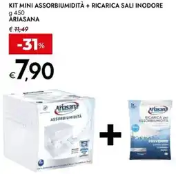 Bennet Kit mini assorbiumidità + ricarica sali inodore ARIASANA offerta