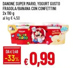 Galassia Danone super mario, yogurt gusto fragola/banana con confettini offerta