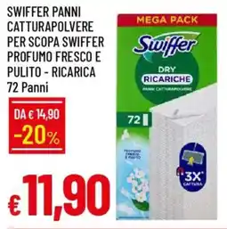 IperFamila Swiffer panni catturapolvere per scopa swiffer profumo fresco e pulito - ricarica 72 panni offerta