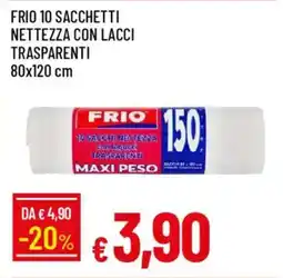 IperFamila Frio 10 sacchetti nettezza con lacci trasparenti 80x120 cm offerta