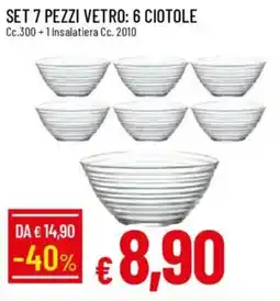 IperFamila Set 7 pezzi vetro 6 ciotole offerta