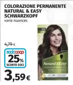 Coop Colorazione Permanente Natural&Easy Schwarzkopf offerta
