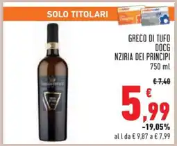 Conad GRECO DI TUFO DOCG NZIRIA DEI PRINCIPI 750 ml offerta