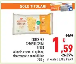 Conad CRACKERS SEMPLICISSIMI DORIA offerta