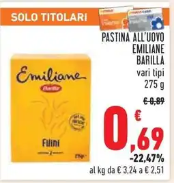 Conad Pastina all'uovo Emiliane Barilla offerta