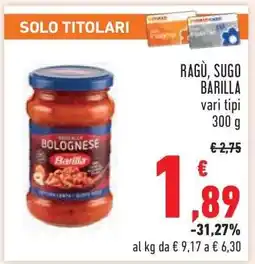 Conad RAGÙ, SUGO BARILLA offerta