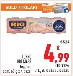 Conad Tonno Rio Mare leggero offerta