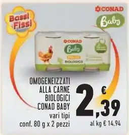 Conad Omogeneizzati alla carne biologici Conad Baby offerta