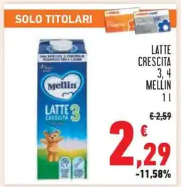 Conad Latte Crescita 3, 4 Mellin offerta