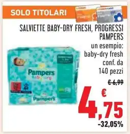 Conad SALVIETTE BABY-DRY FRESH, PROGRESSI PAMPERS offerta