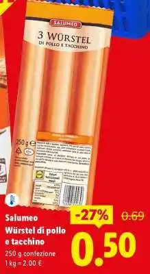 Lidl Salumeo Würstel di pollo e tacchino offerta