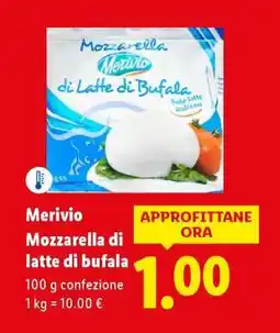 Lidl Merivio Mozzarella di latte di bufala offerta
