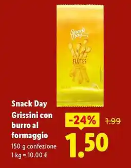 Lidl Snack Day Grissini con burro al formaggio offerta