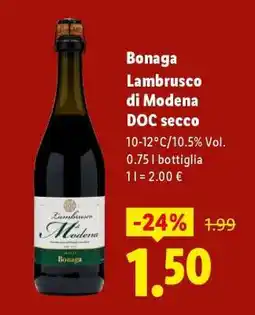Lidl Bonaga Lambrusco di Modena DOC secco offerta