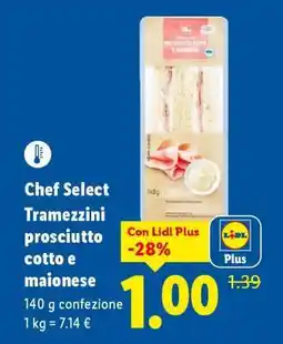 Lidl Chef Select Tramezzini prosciutto cotto e maionese offerta