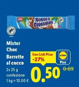 Lidl Mister Choc Barrette al cocco offerta