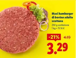 Lidl Maxi hamburger di bovino adulto scottona offerta