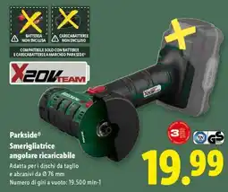 Lidl PARKSIDE Smerigliatrice angolare ricaricabile offerta