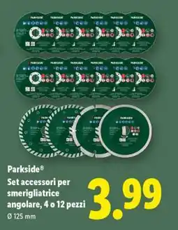 Lidl Parkside Set accessori per smerigliatrice angolare offerta