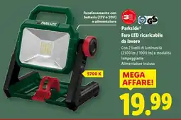 Lidl PARKSIDE Faro LED ricaricabile da lavoro offerta