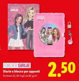 Lidl Forever Girlie Diario o blocco per appunti offerta