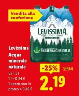 Lidl Levissima Acqua minerale naturale offerta