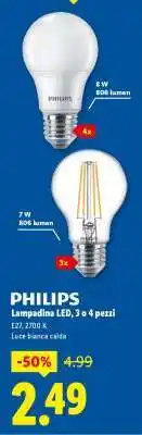 Lidl Philips Lampadina LED, 3 o 4 pezzi offerta