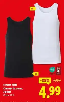 Lidl esmara MEN Canotta da uomo, 3 pezzi offerta
