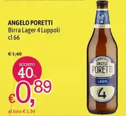 A&O ANGELO PORETTI Birra Lager 4 Luppoli offerta