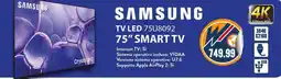 New Wondertech SAMSUNG TV LED 75U8092 75" SMART TV offerta