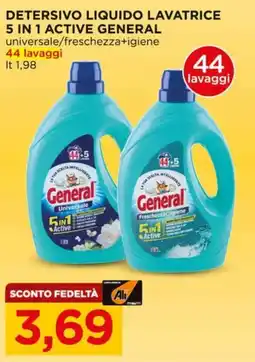Alì Supermercati Detersivo liquido lavatrice 5 in 1 active GENERAL offerta