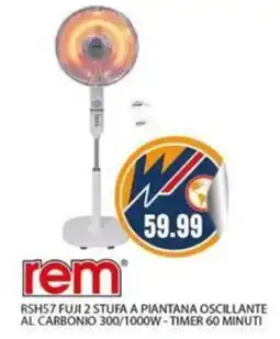 New Wondertech rem RSH57 FUJI 2 STUFA A PIANTANA OSCILLANTE AL CARBONIO 300/1000W-TIMER 60 MINUTI offerta