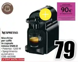 MediaWorld NESPRESSO Macchina per caffè in capsule Inissia EN80.B offerta