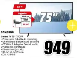 MediaWorld SAMSUNG Smart TV 75" 75Q7F offerta
