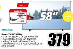 MediaWorld Hisense Smart TV 58" 58E7Q offerta