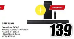 MediaWorld SAMSUNG Soundbar B450F offerta