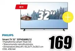 MediaWorld PHILIPS Smart TV 32" 32PHS6000/12 offerta