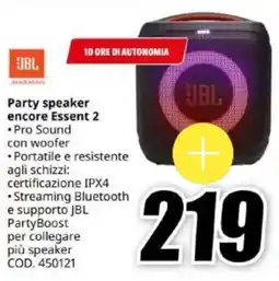 MediaWorld JBL Party speaker encore Essent 2 offerta