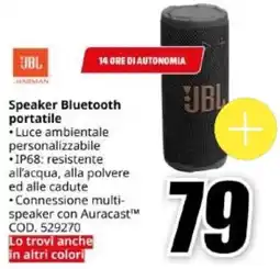 MediaWorld JBL Speaker Bluetooth portatile offerta