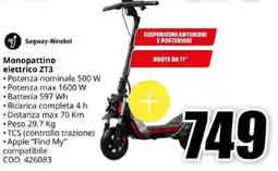 MediaWorld Segway-Ninebot Monopattino elettrico ZT3 offerta