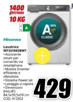 MediaWorld Hisense Lavatrice WF3S1043BW7 offerta