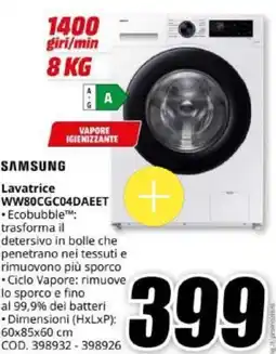 MediaWorld SAMSUNG Lavatrice WW80CGC04DAEET offerta