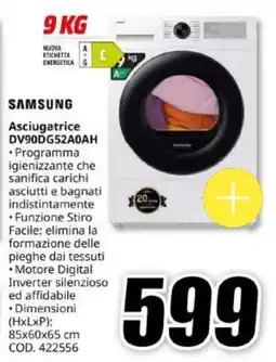 MediaWorld SAMSUNG Asciugatrice DV90DG52A0AH offerta