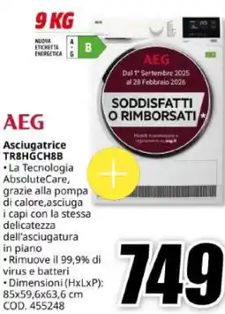 MediaWorld AEG Asciugatrice TR8HGCH8B offerta